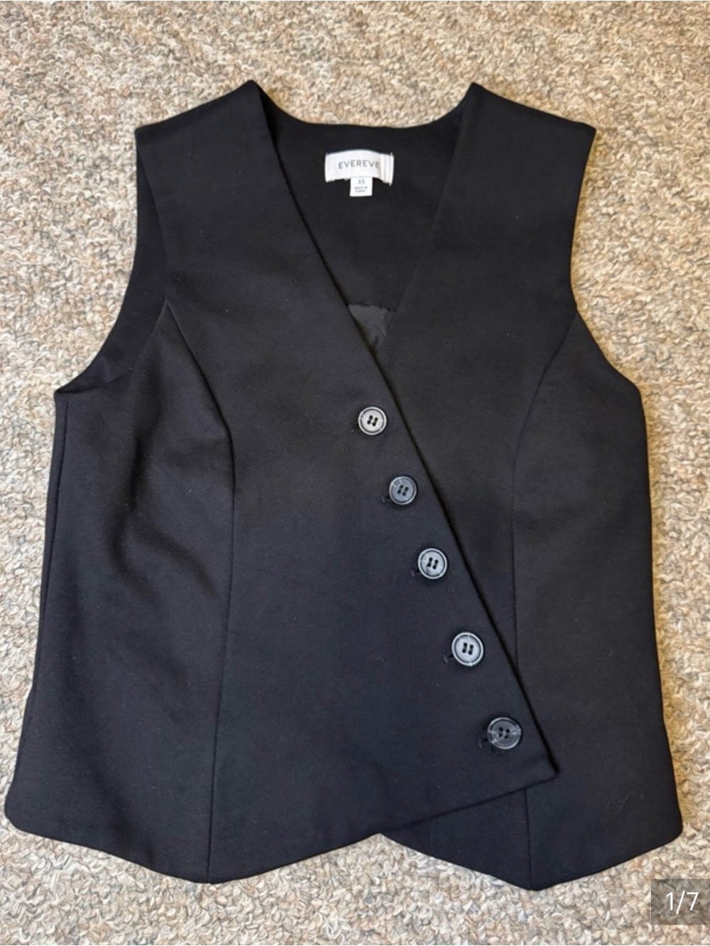 Evereve Black Asymmetrical Buttoned Vest